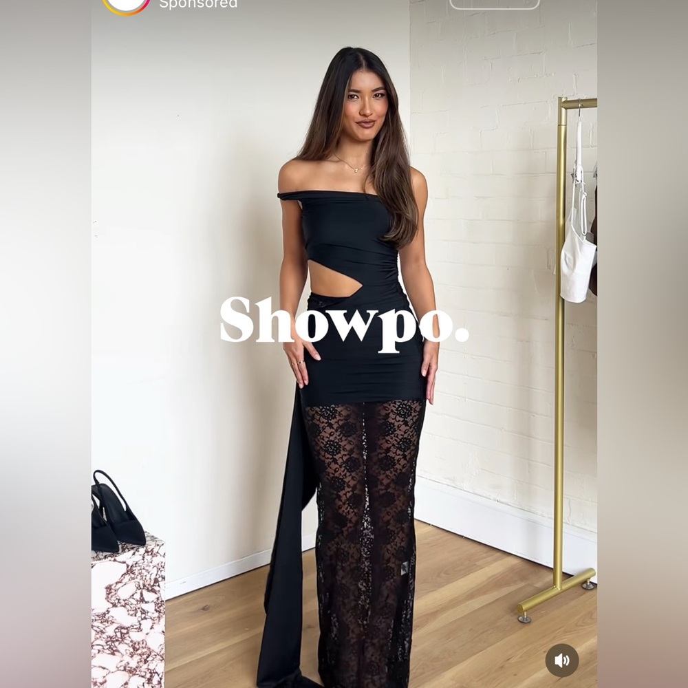 Showpo Black Lace Overlay Dress